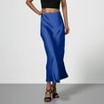 thumbnail image 1 of Bwndum Women's Satin Midi Skirt - Elegant Casual High Waisted Warp Skirts for Party Semi-Formal Blue 2XL, 1 of 8