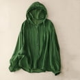 thumbnail image 1 of Bwndum Womens Lightweight Jacket Casual Hooded Windbreaker Snap Button Front Puff Sleeve Spring Jacket with Drawstring Hem and Pockets Green,Size M, 1 of 8