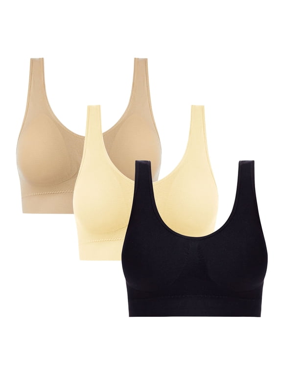 3 Pack Women's Comfy Pullover Wireless Bra Soft Seamless Sleep Tshirt Everyday Bralette, Size XXL