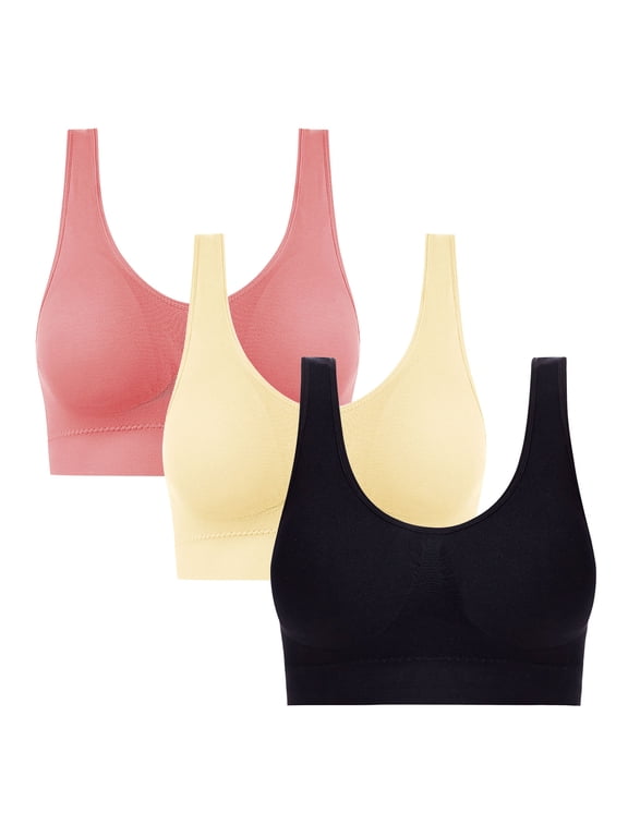 3 Pack Women's Comfy Pullover Wireless Bra Soft Seamless Sleep Tshirt Everyday Bralette, Size XXXL