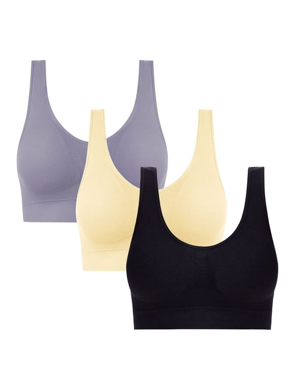 3 Pack Women's Comfy Pullover Wireless Bra Soft Seamless Sleep Tshirt Everyday Bralette, Size XXXXL