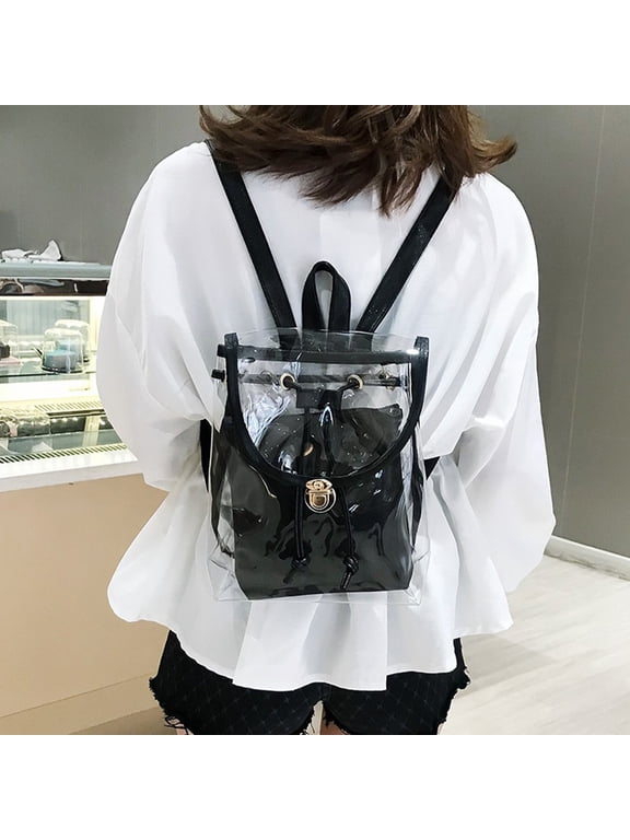 Bag for Women, Transparent Backpack/Handbag, Transparent Multipurpose Travel Bag, Transparent Vinyl Travel Bag, Ball Game Concert Transparent Backpack With An Opaque, Women Gifts