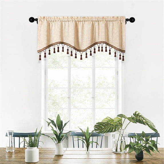 Bwomeauty Bathroom Decor, Elegant Fringed Window Curtains Patterned Rod Panels Stylish Short Drapes For Home Decor, Home Decor