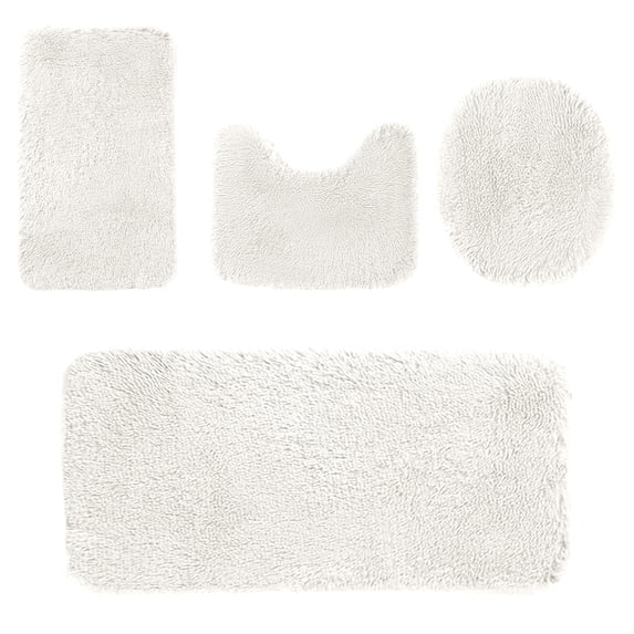 Bwomeauty Bathroom Mat, Solid Color Bath Mats 4 Set Bathroom Rugs For 4 Pcs Toilet Mats Soft Comfortable Water Absorption Non-Slip Thick Washable Easier To Dry Dark, Birthday Gifts