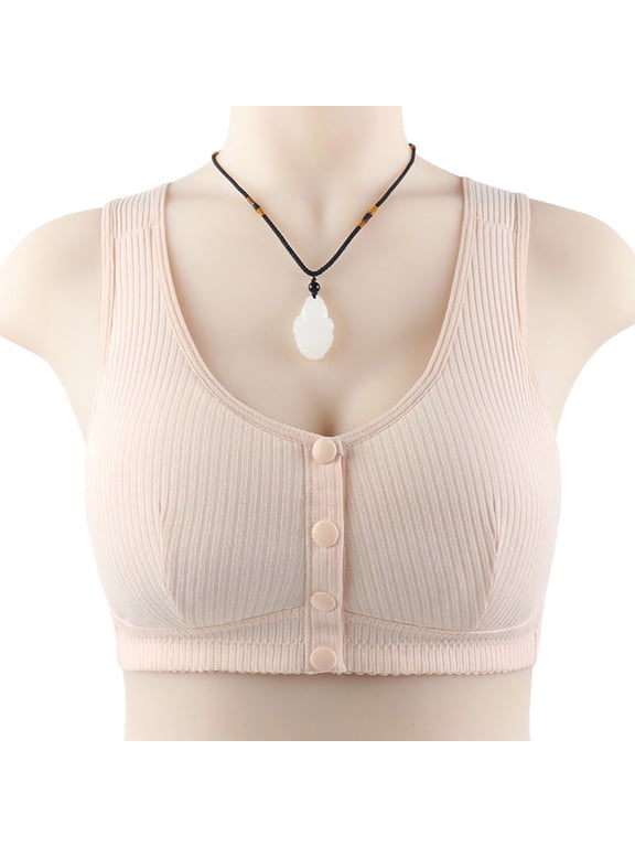 Bra for Seniors Floral Lace Bra No Underwire Front Snap Closure Bras Comfort Tshirt Padded Bra, Size 48