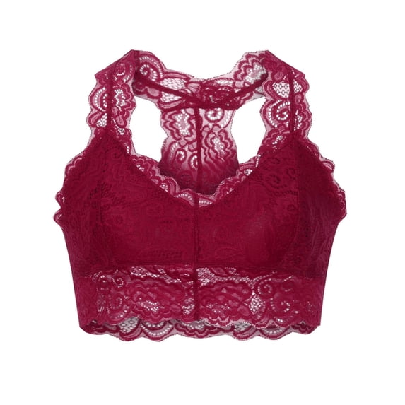 Bwomeauty Bralettes for Women Lace Bra V-Neck Basic Cami Comfy Everyday Wirefree Crop Top, Size M