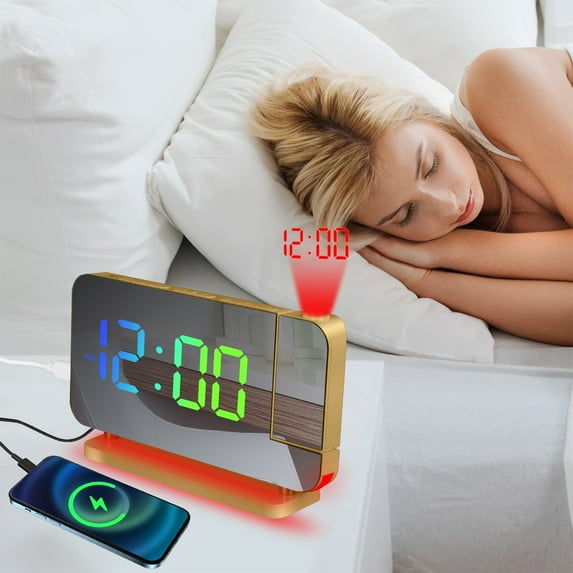 Bwomeauty Christmas Clearance, RGB Dazzling LED Electronic Clock, Color Changing Night Light, Light, Home Desktop Projection Alarm Clock-Yellow