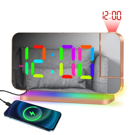 Bwomeauty Christmas Clearance, RGB Dazzling LED Electronic Clock, Color Changing Night Light, Light, Home Desktop Projection Alarm Clock