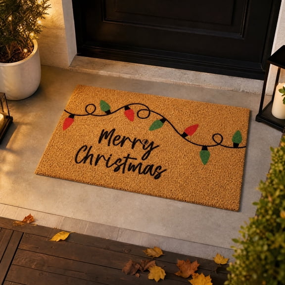 Bwomeauty Christmas Decor, 1PC Merry Christmas String Lights Doormat Holiday Front Door Welcome Mat Xmas Entryway Decor Rug For Porch Indoor Outdoor, Holiday Gifts