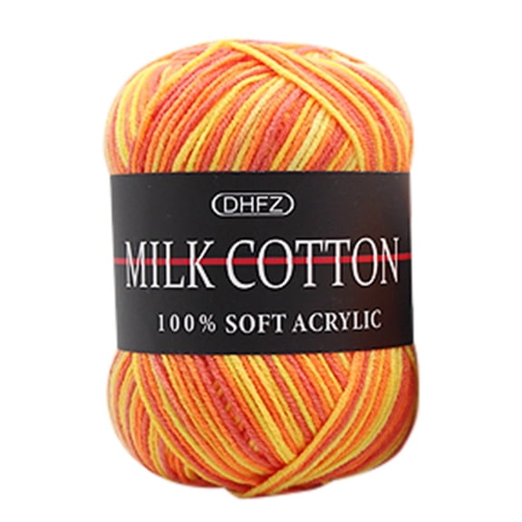 Bwomeauty Colorful Hand Knitting 50g Knitting Crochet Milk Soft Baby Cotton Wool Yarn Orange on Clearance