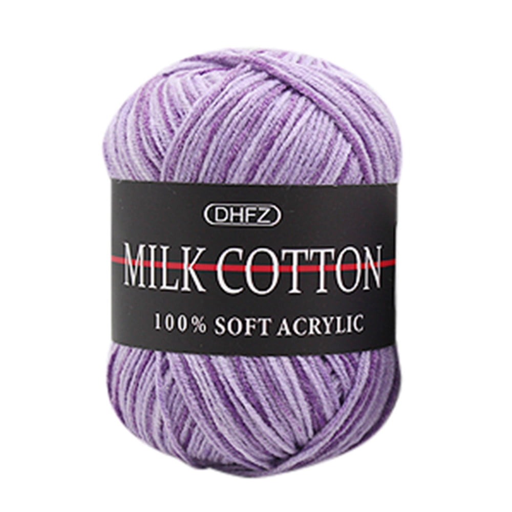 1PCS 100g Beginners Purple Yarn for Crocheting and Knitting,Cotton Filling  Yarn 60 Yards Cotton Nylon Blend Yarn with Stitches for Hand DIY Bag Basket