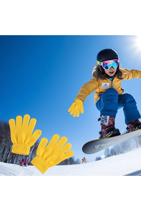 Outdoor Accessories, Winter Warm Solid Color Knitted Kids Gloves Split Finger Gloves, Women Gifts