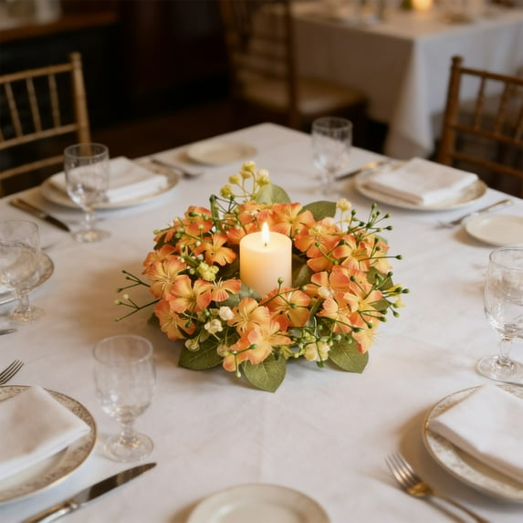 Bwomeauty Room Decor, Spring And Summer Artificial Flower Garlands Mini Floral Wedding Candle Ring Wedding Wreath Table Centerpiece Party Home Door Decoration, Holiday Gifts