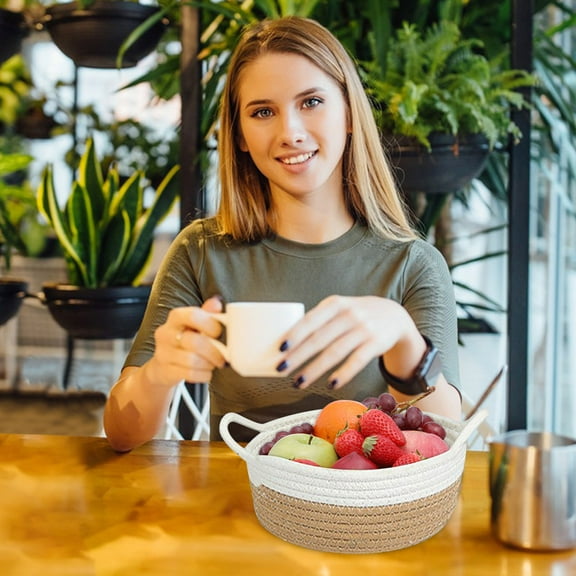 Bwomeauty Storage and Organization, Woven Rope Basket Fabric Basket For Organisation And Storage, Small Laundry Basket For Desktop Storage, Living Room Clutter Storage, (Khaki), Birthday Gifts