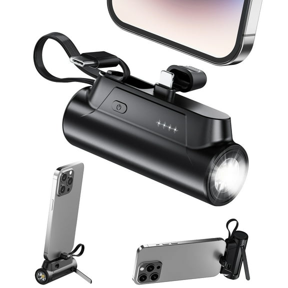 Bwrethay Power Bank Portable Charger for iphone Android with USB c 5000mAh Mini Battery Pack Compatible with iPhone 15/14/13/12, Black