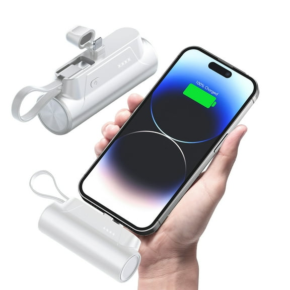 Bwrethay Power Bank Portable Charger for iphone Android with USB c 5000mAh Mini Battery Pack Compatible with iPhone 15/14/13/12, White