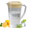thumbnail image 1 of Bxaolu 0.6-Gallon Slim Plastic Pitcher with Lid – Clear Water Jug with Spout, Iced Tea Pitcher for Fridge, Dishwasher/Freezer Safe, BPA & Phthalate Free – Beige, 1 of 8