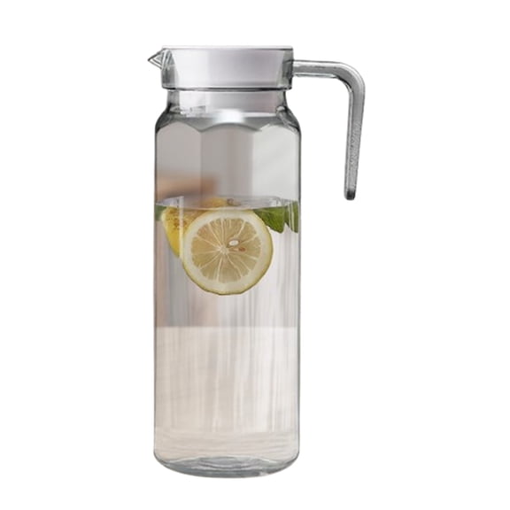 Bxaolu 1.1 Liters/37 oz Small Plastic Pitcher with Lid and Handle for Fridge, Iced Tea and Coffee Storage Container, Resistant to Hot and Cold Drinks, Clear