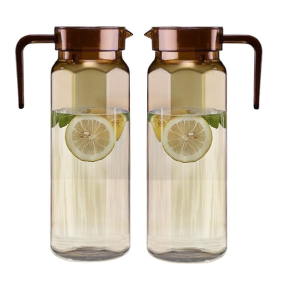 Bxaolu 1.1 Liters/37 oz Small Plastic Pitcher with Lid and Handle for Fridge, Iced Tea and Coffee Storage Container, Resistant to Hot and Cold Drinks, Coffee