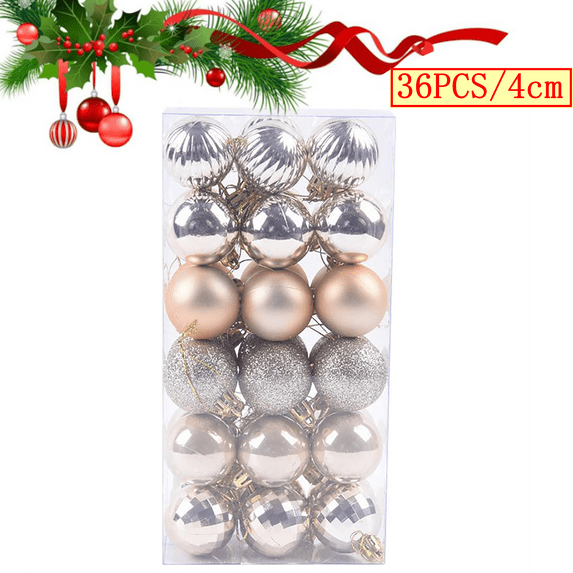 Bxaolu 1.57 Inches Small Christmas Tree Decorations Ornament Set for Fall, 36pcs Red Green and Gold Shatterproof Christmas Ball Ornaments Bulk, Hanging Decor for Xmas Holiday Party(4cm)