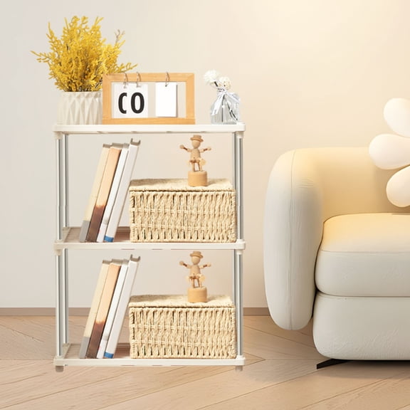 Bxaolu 1-Pack 3-Tier Shelf Unit, Heavy-Duty Shelving Storage and Utility Rack - Standing Plastic Organizer Shelves for Kitchen, Bathroom, and Garage