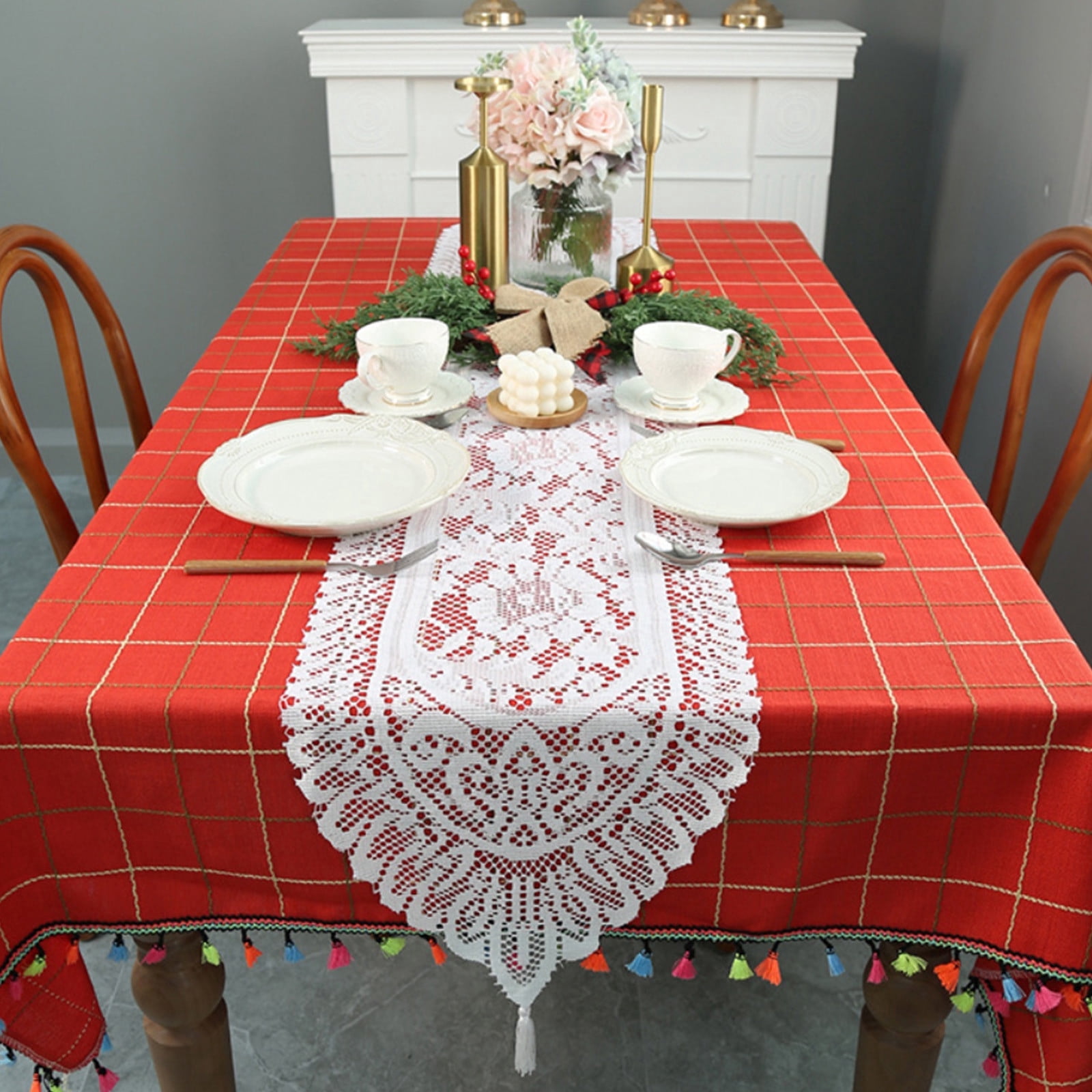 Rustic For Rent Sign Bxaolu 1 Pack Crochet Lace Table Runner Lace Doilies for Furniture ...