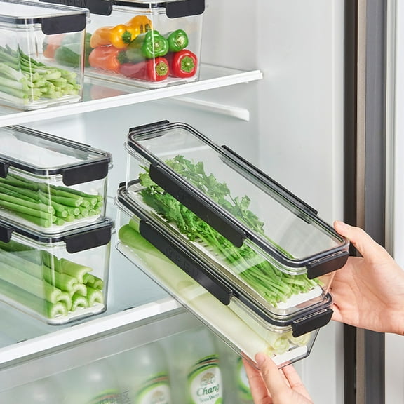 Bxaolu 1- Pack Fridge Organizer, Stackable Refrigerator Organizer Bins with Lids, BPA-Free Clear Fruit Storage Containers for Kitchen, Food, Drinks, Vegetable Storage, Small