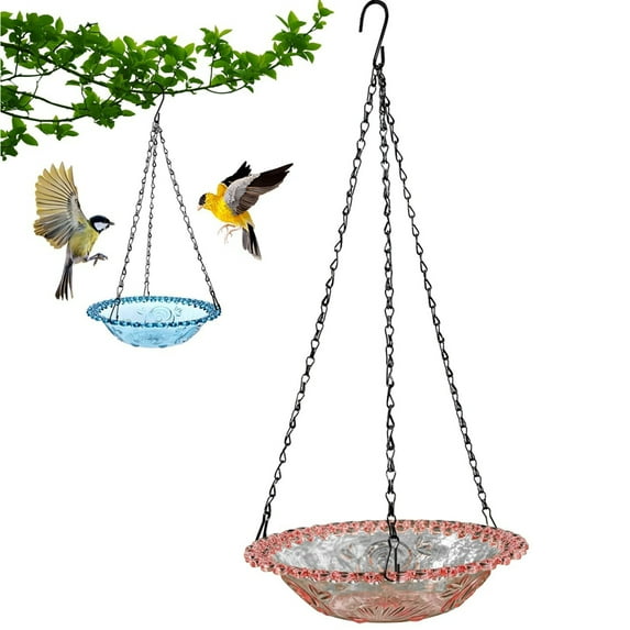 Bxaolu 1 Pack Hanging Bird Baths, Hanging Bird Feeders for Outdoors, Bird Water Bowl for Garden Yard Decor(Plastic, Red)