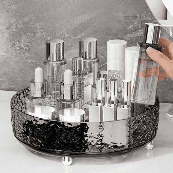 Bxaolu 1-Pack Lazy Susan Organizer, 9 Inch Lazy Susan Turntable for Cabinet, Refrigerator Organizer, Pantry Organization and Storage, Non-Skid Fridge Organizer, Gray