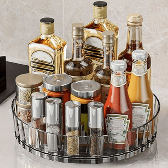 Bxaolu 1 Pack Lazy Susan Organizer Turntable for Cabinet, Pantry Organizers and Storage, Rotating Condiment Organizer for Kitchen, Table Top, Fridge, Countertop, Spice Organization, 8.25", White