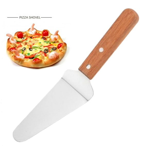 Bxaolu 1 Pack Pie Server Pizza Spatula Stainless Steel Pie Spatula Wood Handle Easy to Grip Cake Cutter Slicers Utensils, 9.8 x 2.4 Inches