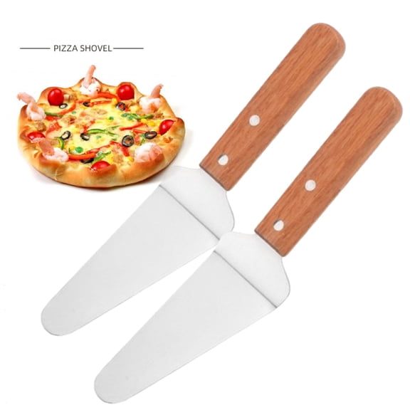 Bxaolu 1 Pack Pie Server Pizza Spatula Stainless Steel Pie Spatula Wood Handle Easy to Grip Cake Cutter Slicers Utensils, 9.8 x 2.4 Inches
