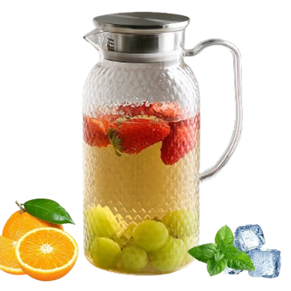 Bxaolu 1 Pack Plastic Pitcher 33.8 Oz, Clear Pitcher with Lid, Water Jug for Fridge, BPA-Free, Ice Tea Pitchers for Juice, Lemonade, Sangria, Milk, Coffee, Cold or Hot Beverages