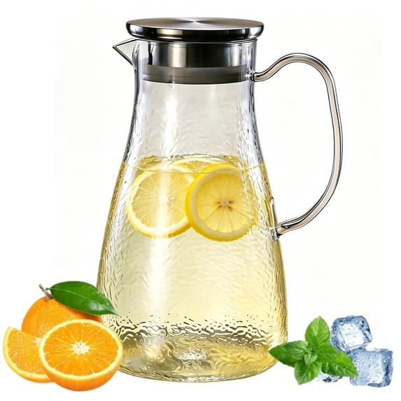 Bxaolu 1 Pack Plastic Pitcher 34 Oz, Clear Pitcher with Lid, Water Jug for Fridge, BPA-Free, Ice Tea Pitchers for Juice, Sangria, Lemonade, Milk, Coffee, Cold or Hot Beverages