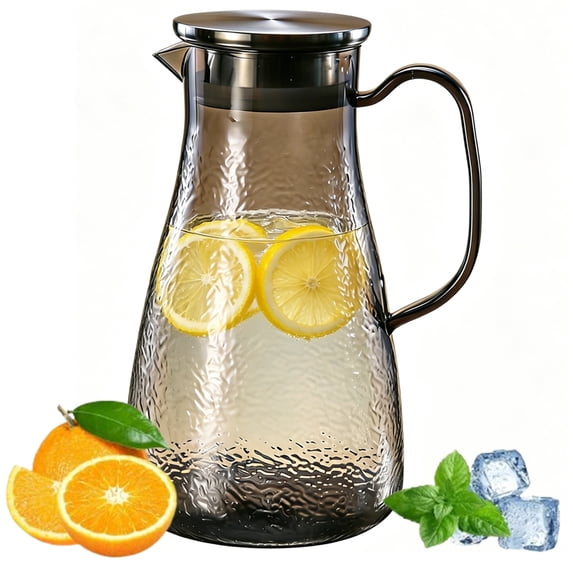 Bxaolu 1 Pack Plastic Pitcher 34 Oz, Clear Pitcher with Lid, Water Jug for Fridge, BPA-Free, Ice Tea Pitchers for Juice, Sangria, Lemonade, Milk, Coffee, Cold or Hot Beverages