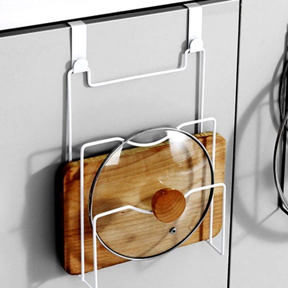 Bxaolu 1 Pack Pot Lid Organizer Rack, 2-Tier Pot Lids Holder for Cabinet Door, No Drilling Door Mounted Rustproof Pot and Pan Cover for Kitchen Storage