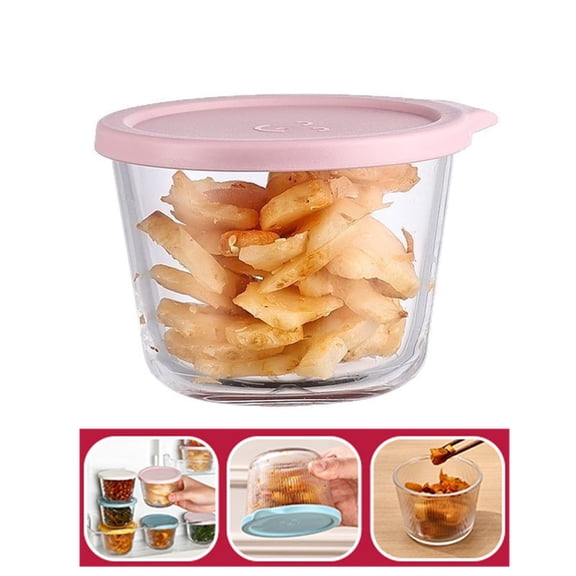 Bxaolu [1 Pack] Salad Dressing Container To Go, Glass Small Condiment with Lids, Dipping Sauce Cup, Leakproof Reusable for Lunch Box Work Trip. Pink
