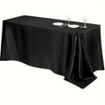thumbnail image 1 of Bxaolu 1 Pack Satin Tablecloth 84 x 60 Inch Overlay Satin Table Cover Rectangle Bright Silk Tablecloth Smooth Fabric Table Decoration for Wedding Banquet Party Events (Black), 1 of 8