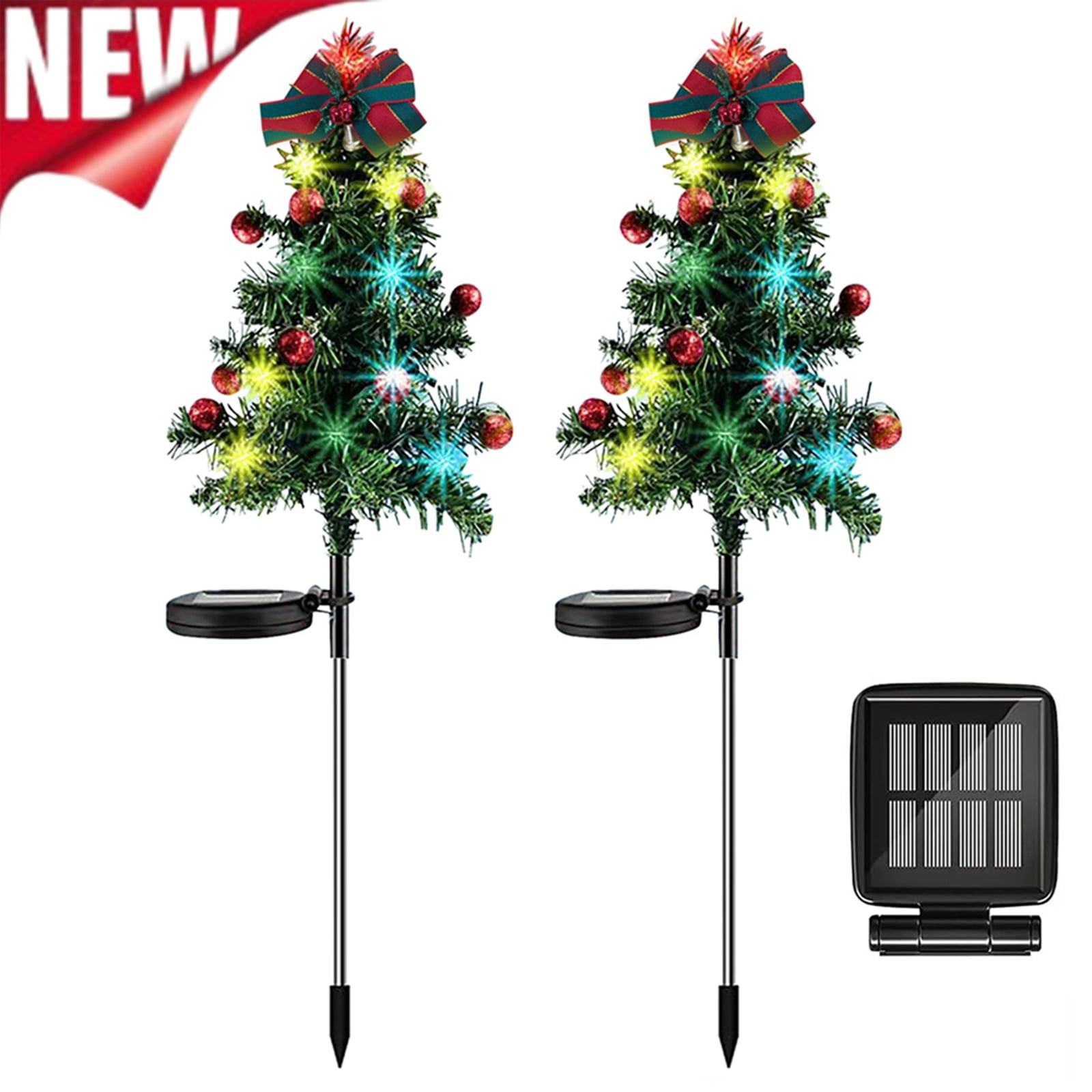 Bxaolu 1-Pack Solar Christmas Tree Outdoor Christmas Decorations, Solar Xmas Tree Lights with LED, Waterproof Solar Christmas Lights for Yard Front Porch Pathway Decor (29.5", 2Pack)