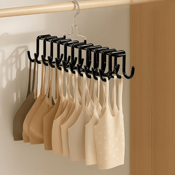 Bxaolu 1 Pack Tank Top Hangers Space Saving, Bra Hangers for Closet Organizer, Bra Organizer for Closet, Space Saving Organizers and Storage for Dorm & Apartment (Black)