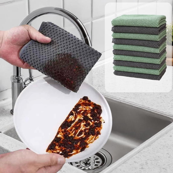 Bxaolu 10 Pack Cleaning Cloth, Kitchen Towels for Dish Drying Washing, Absorbent Streak Free Lint Free Rags for Cleaning, Reusable and Washable Towels