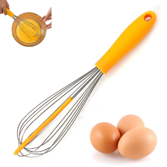 Bxaolu 12-Inch Wire Whisk Stainless Steel, Balloon Whisks for Cooking, Wisk Wisking Tool With Soft Silicone Handle, Thick Durable Whisker for Blending, Beating, Whisking, Stirring