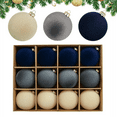 thumbnail image 1 of Bxaolu 12 Pcs Velvet Christmas Balls Flocked Christmas Tree Hanging Ornaments Plastic Hanging Balls Decorations for Xmas Tree Family Holiday Party Home Decor (2.36inch), 1 of 7