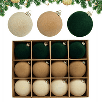 Bxaolu 12 Pcs Velvet Christmas Balls Flocked Christmas Tree Hanging Ornaments Plastic Hanging Balls Decorations for Xmas Tree Family Holiday Party Home Decor (2.36inch)