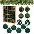 thumbnail image 1 of Bxaolu 12PCS 2.38" Velvet Christmas Ornaments Balls, Flocked Christmas Tree Ball Hanging Ornaments Plastic Xmas Bulbs For Christmas Tree Decorations(6-Styles, Green), 1 of 7