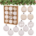 thumbnail image 1 of Bxaolu 12PCS 2.38" Velvet Christmas Ornaments Balls, Flocked Christmas Tree Ball Hanging Ornaments Plastic Xmas Bulbs For Christmas Tree Decorations(6-Styles, White), 1 of 7