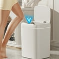 thumbnail image 1 of Bxaolu 13 Liter/3.4 Gallon Touchless Rectangular Motion Sensor Trash Can, Plastic Garbage Can with Lid, Small Wastebasket for Living Room, Kitchen, Bathroom - White, 1 of 9