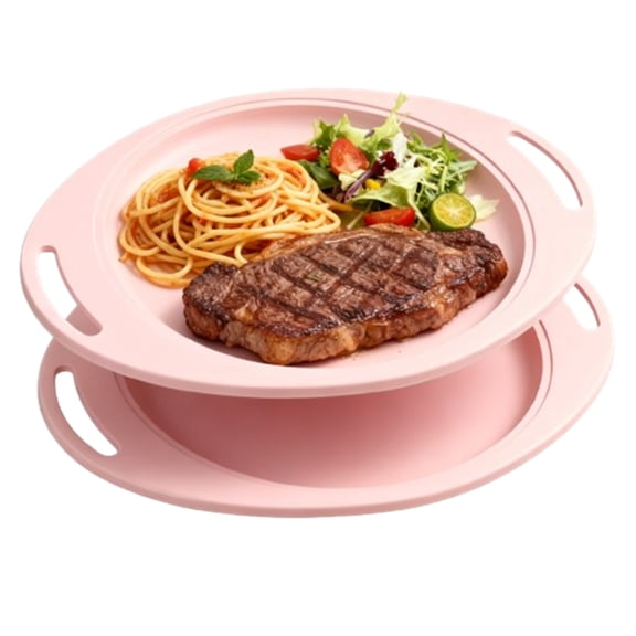 Bxaolu 13" Serving Platters for Entertaining,Oval Shaped Serving Plates with Handles, Party Serving Trays and Platters Oven Safe,Plastic Dinner Serving Tray Serving Dishes for Meat,Set of 2, Pink