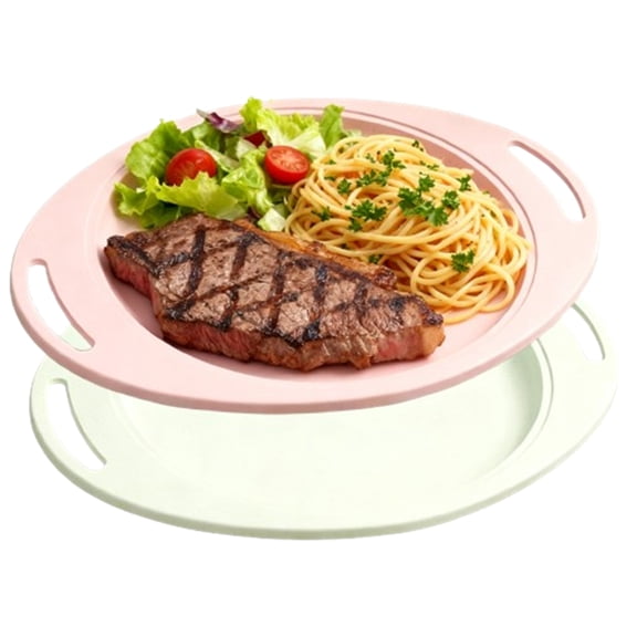 Bxaolu 13" Serving Platters for Entertaining,Oval Shaped Serving Plates with Handles,Party Serving Trays and Platters Oven Safe,Plastic Dinner Serving Tray Serving Dishes for Meat,Set of 2, Purple