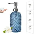 thumbnail image 1 of Bxaolu 15 Oz Rhombus Pattern Glass Soap Dispenser, Kitchen and Bathroom Refillable Soap Dispenser with Rust Resistant Pump for Hand Soap, Lotion Glass Liquid Dispenser (Blue, 1Pack), 1 of 7